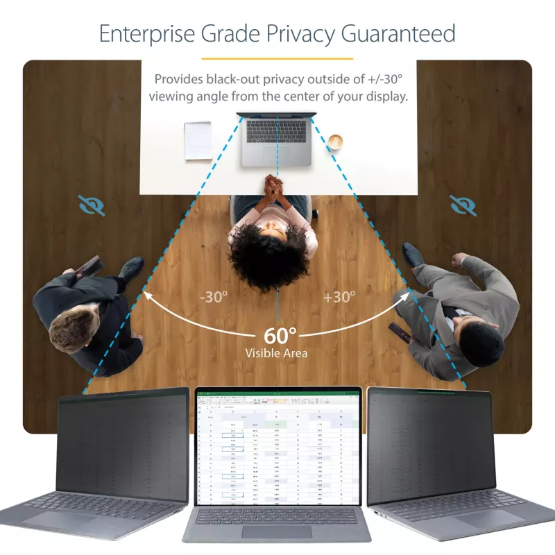 StarTech.com 13.5 col. Surface Laptop / Surface Book privatumo ekranas, anti-glare filtras su 51% mėlynos šviesos mažinimu, monitoriaus ekrano apsauga su +/- 30° žiūrėjimo kampu, matinis paviršius