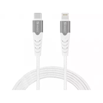 Laidas Sandberg USB-C PD į Lightning MFI 1M PRO, 1 m, Lightning, USB C, vyriškas, vyriškas, baltas