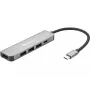 Sandberg USB-C Dock HDMI + 3xUSB + PD 100W, aliuminis, 4K Ultra HD
