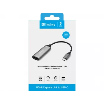 Sandberg HDMI Capture Link į USB-C vaizdo gaudymo adapteris