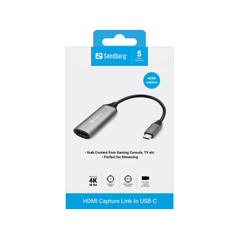 Sandberg HDMI Capture Link į USB-C vaizdo gaudymo adapteris