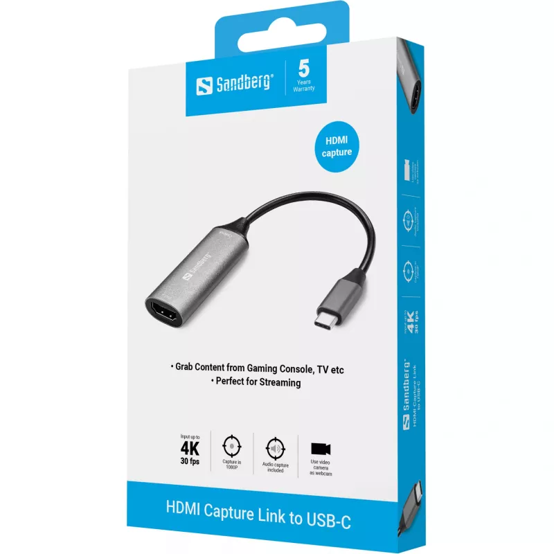 Sandberg HDMI Capture Link į USB-C vaizdo gaudymo adapteris