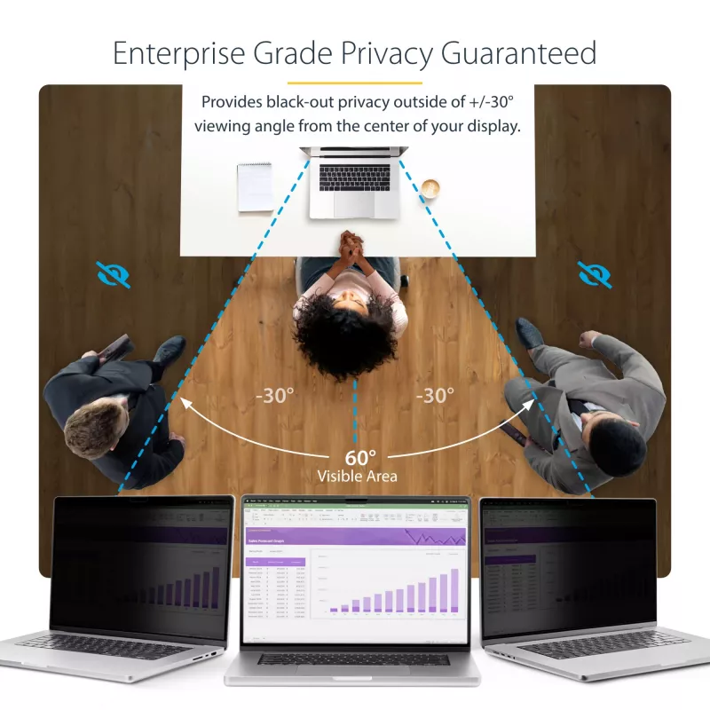 StarTech.com privatumo ekrano apsauga 13 colių MacBook Air M2/M3, nuimamas ir reversinis, blizgus/matinis, magnetinis, 51% mėlynos šviesos mažinimas
