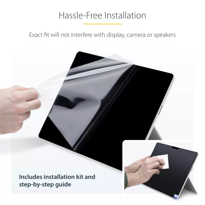 StarTech.com privatumo ekranas 4 krypčių, 13 colių Surface Pro 8/9/X nešiojamam kompiuteriui, portreto / kraštovaizdžio režimai, liečiamas, +/- 30° žiūrėjimo kampas, blokuoja iki 51 % mėlynos šviesos, anti-blizgesys