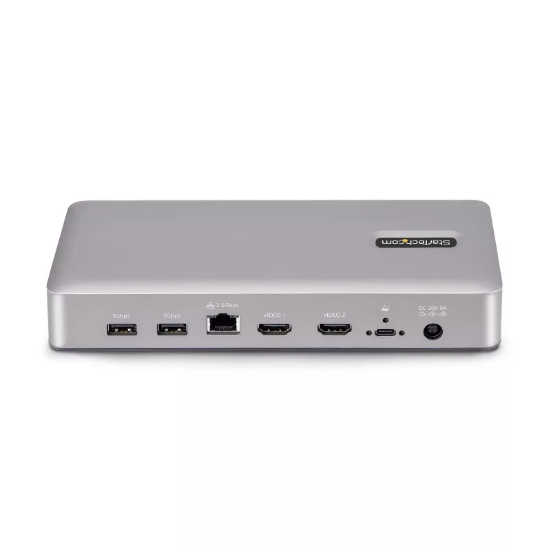StarTech.com USB4 dokų stotelė dviem monitoriams, Dual 4K 120Hz arba Single 8K 60Hz HDMI, 100W nešiojamojo kompiuterio įkrovimas, 2.5GbE, USB-C kelių monitorių dokas, be tvarkyklių