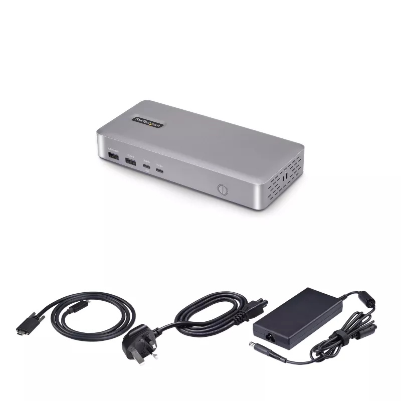 StarTech.com USB4 dokų stotelė dviem monitoriams, Dual 4K 120Hz arba Single 8K 60Hz HDMI, 100W nešiojamojo kompiuterio įkrovimas, 2.5GbE, USB-C kelių monitorių dokas, be tvarkyklių