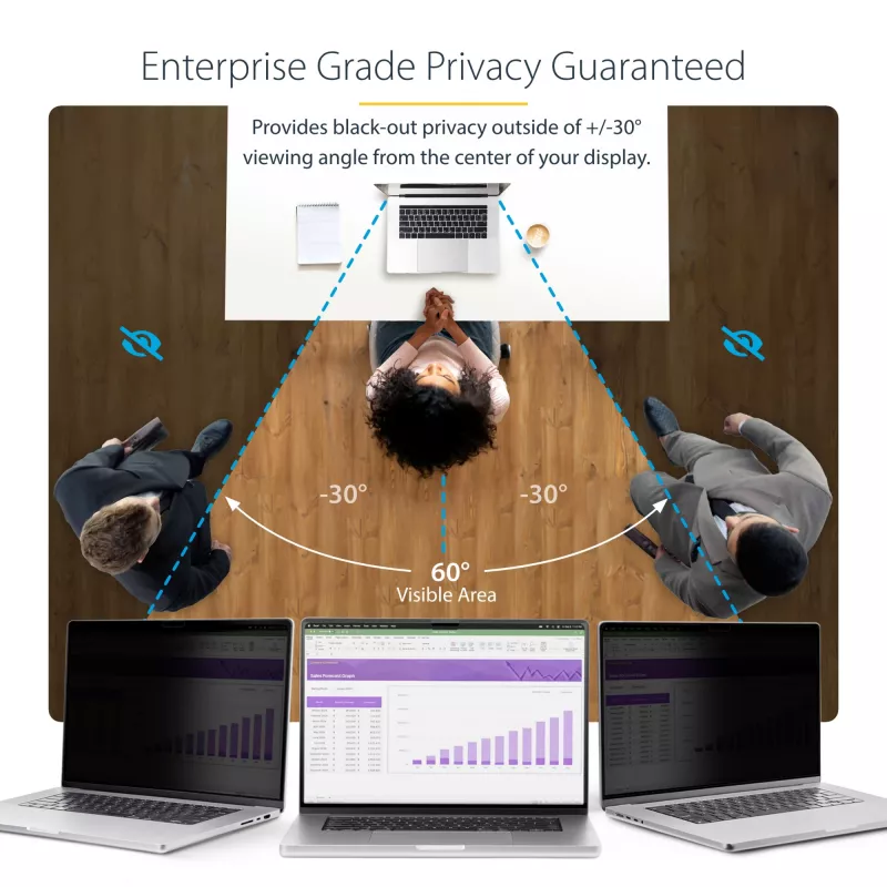 „StarTech.com“ privatumo ekranas 15 colių „MacBook Air“ 2023/2024, nuimamas, reversinis, antirefleksinis, magnetinis, 51 % mėlynos šviesos mažinimas