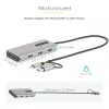 StarTech.com USB-C kelių prievadų adapteris su pritvirtintu USB-C į USB-A adapteriu, dvigubas HDMI (4K30Hz/1080p60Hz), 3x USB-A 5Gbps, mini kelioninis dokas, nešiojamojo kompiuterio dokavimo stotelė, 40 cm laidas