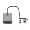 StarTech.com USB-C kelių prievadų adapteris su pritvirtintu USB-C į USB-A adapteriu, dvigubas HDMI (4K30Hz/1080p60Hz), 3x USB-A 5Gbps, mini kelioninis dokas, nešiojamojo kompiuterio dokavimo stotelė, 40 cm laidas