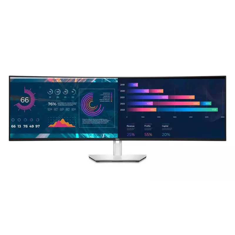 DELL UltraSharp U4924DW monitorius 124,5 cm (49 colių) 5120 x 1440 pikselių 5K Ultra HD LCD juodas, sidabrinis