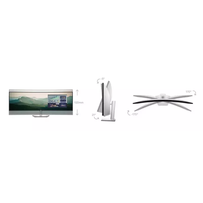 DELL UltraSharp U4924DW monitorius 124,5 cm (49 colių) 5120 x 1440 pikselių 5K Ultra HD LCD juodas, sidabrinis