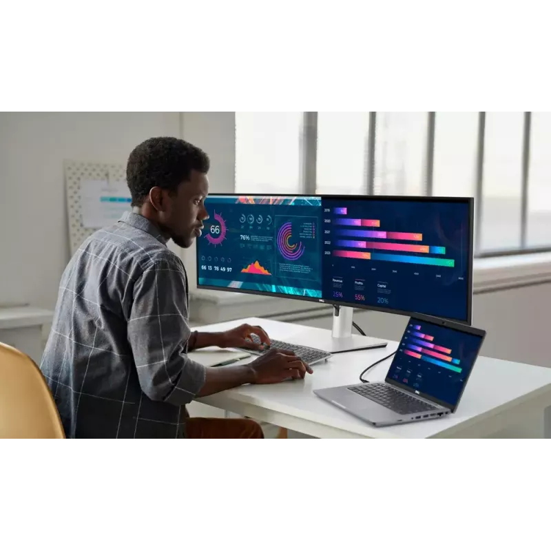 DELL UltraSharp U4924DW monitorius 124,5 cm (49 colių) 5120 x 1440 pikselių 5K Ultra HD LCD juodas, sidabrinis
