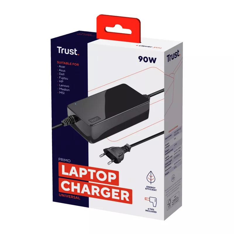 Trust Primo Universal 90W nešiojamojo kompiuterio įkroviklis
