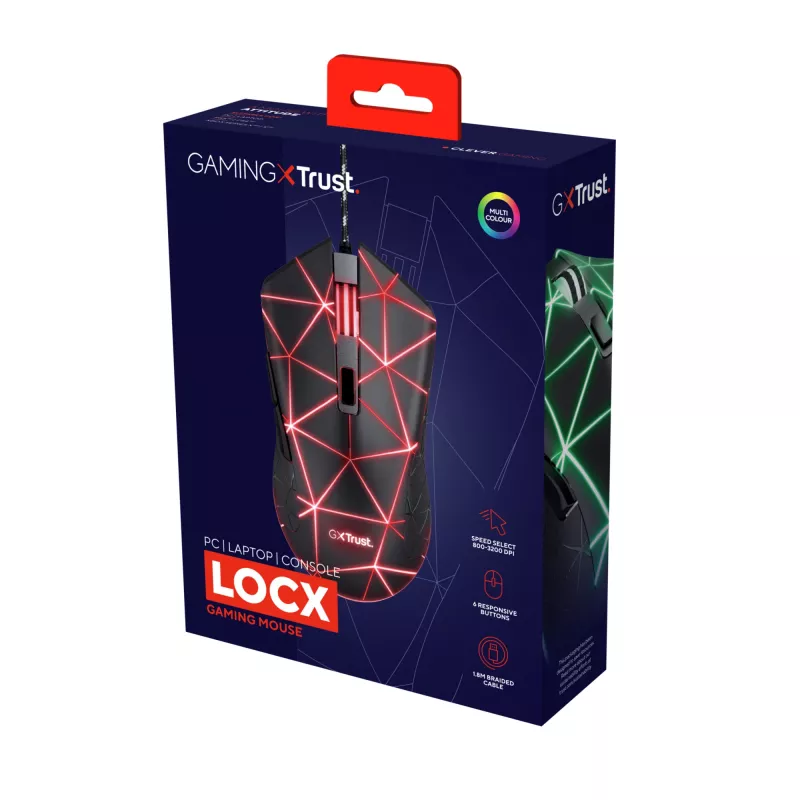 Pelė Trust GXT 133 Locx Gaming, Dešinei rankai, USB Type-A, Optinė, 4000 DPI