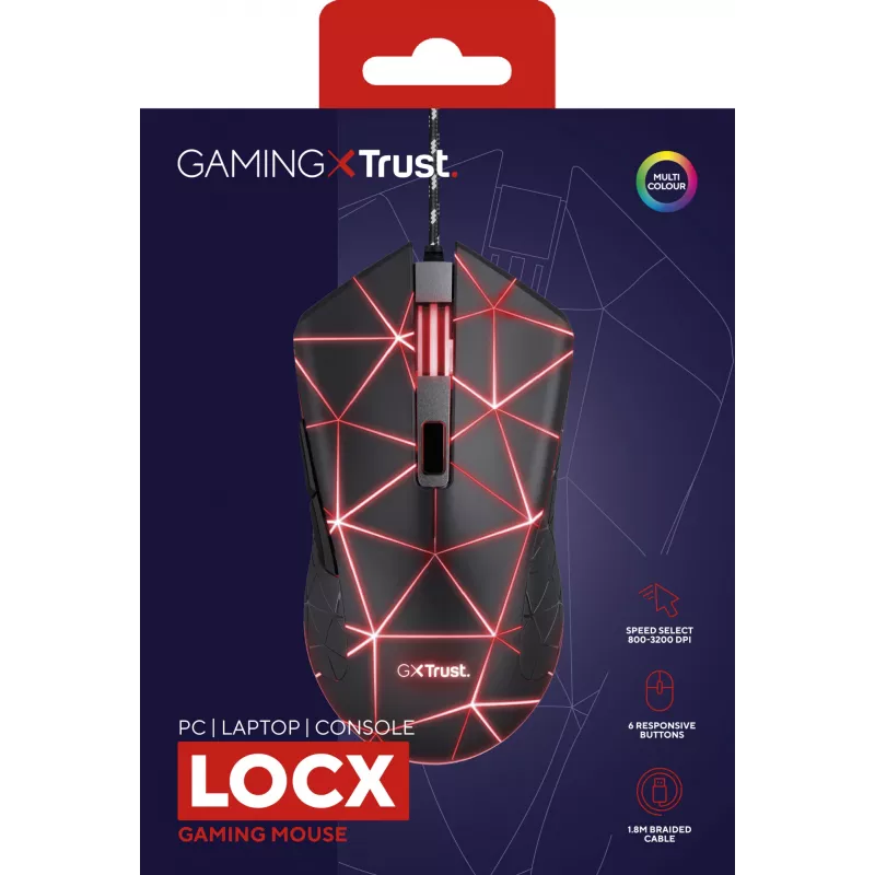 Pelė Trust GXT 133 Locx Gaming, Dešinei rankai, USB Type-A, Optinė, 4000 DPI