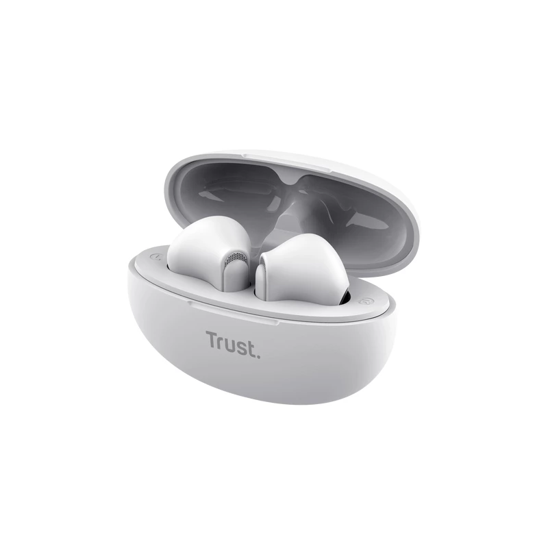 Trust Yavi True Wireless Stereo (TWS) ausinės, į ausį, Bluetooth, USB Type-C, balta