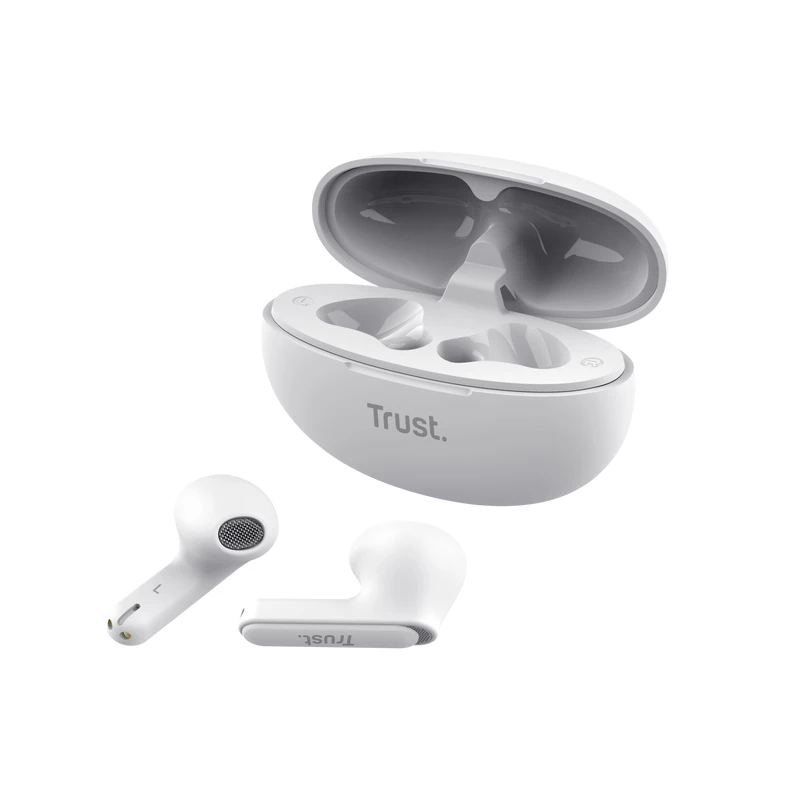 Trust Yavi True Wireless Stereo (TWS) ausinės, į ausį, Bluetooth, USB Type-C, balta