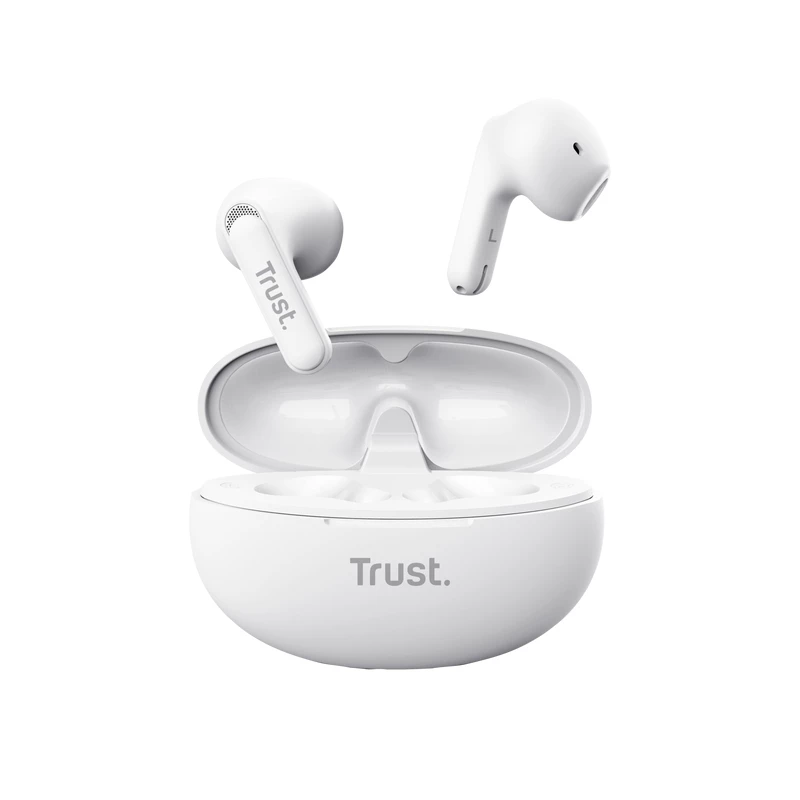 Trust Yavi True Wireless Stereo (TWS) ausinės, į ausį, Bluetooth, USB Type-C, balta