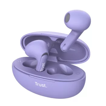 Trust Yavi belaidės ausinės TWS į ausis, skambučiams/muzikai, USB-C, Bluetooth, violetinės
