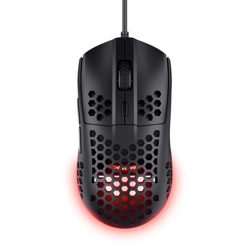 Trust GXT 928 HELOX – itin lengva žaidimų pelė, dešinei rankai, optinė, USB-A, 6400 DPI, juoda