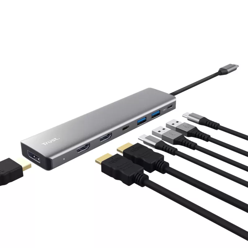 Trust 25661 USB Type-C stotelė su HDMI ir USB 3.2 Gen 1, aliuminis