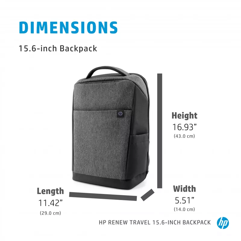 HP Renew Travel 15.6 colio kelioninė kuprinė, 650 g