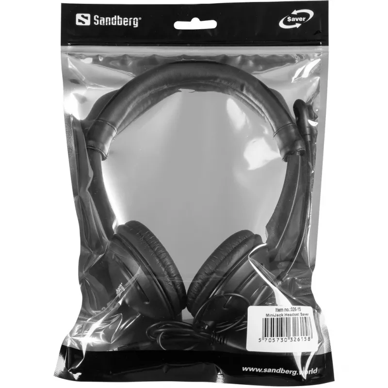 Sandberg MiniJack Headset Saver, laidinis, skambučiams/muzikai, 20-20000 Hz, 71 g, ausinės, juodos
