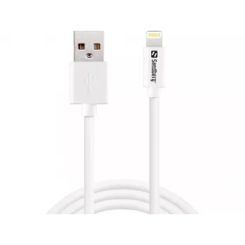 Sandberg USB–Lightning MFI 1 m SAVER, 1 m, Lightning, USB A, vyriškas, vyriškas, balta