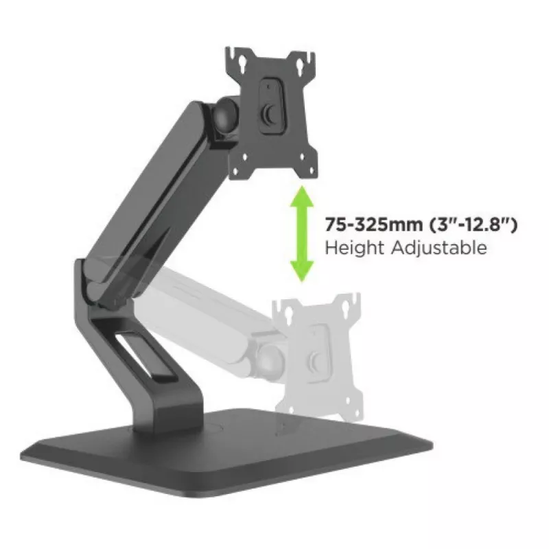 Techly ICA-LCD 35TS stalinis laikiklis lietimui jautriems monitoriams, 17–32 colių, ne daugiau 10 kg, VESA 75x75/100x100, dujinė spyruoklė, juodos spalvos