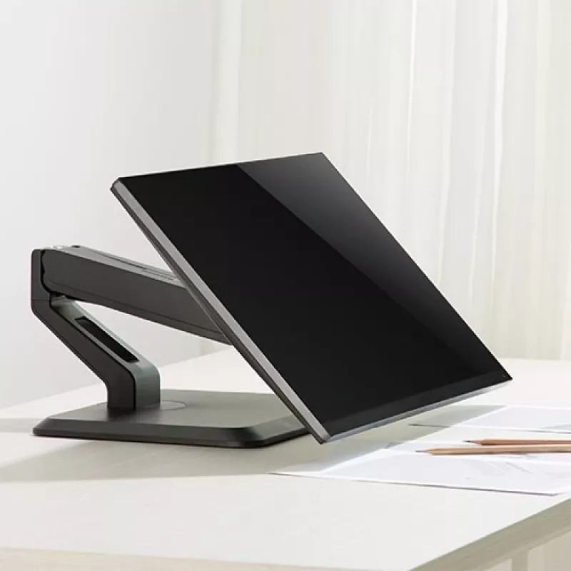 Techly ICA-LCD 35TS stalinis laikiklis lietimui jautriems monitoriams, 17–32 colių, ne daugiau 10 kg, VESA 75x75/100x100, dujinė spyruoklė, juodos spalvos