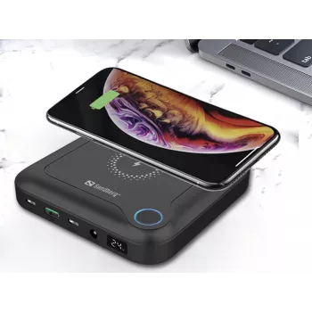 Sandberg All-in1 Laptop Powerbank 24000, 24000 mAh, Quick Charge 2.0, belaidis įkrovimas, juoda