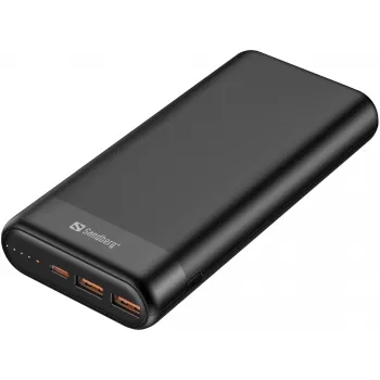 Sandberg Powerbank 20000 PD65W+2xQC3.0, 20000 mAh, Li-Ion, Quick Charge 3.0, 65 W, juoda