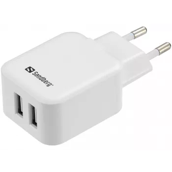 Sandberg AC Charger Dual USB 2.4+1A EU, vidinis, AC, USB, 5 V, juoda, balta