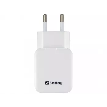 Sandberg AC Charger Dual USB 2.4+1A EU, vidinis, AC, USB, 5 V, juoda, balta