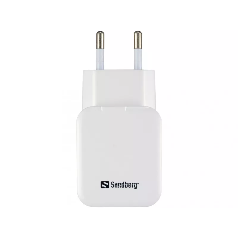 Sandberg AC Charger Dual USB 2.4+1A EU, vidinis, AC, USB, 5 V, juoda, balta