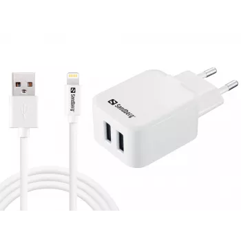 Sandberg AC įkroviklis EU Lightning 2.4A, vidaus, AC, 5 V, baltas