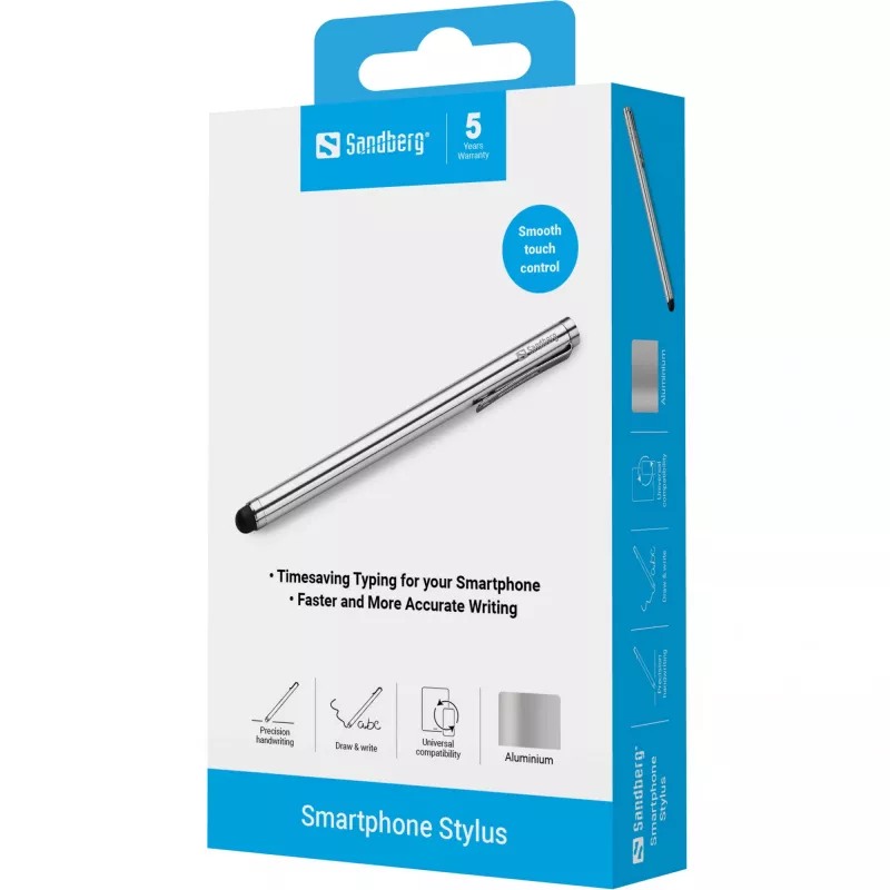 Sandberg Smartphone Stylus – sidabrinis rašiklis išmaniesiems telefonams