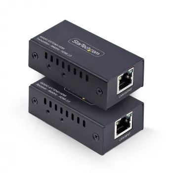 HDMI prailgintuvas per CAT5e/CAT6, 4K 60Hz, iki 60 m, siųstuvas ir imtuvas, maitinimas per kabelį, kompaktiškas