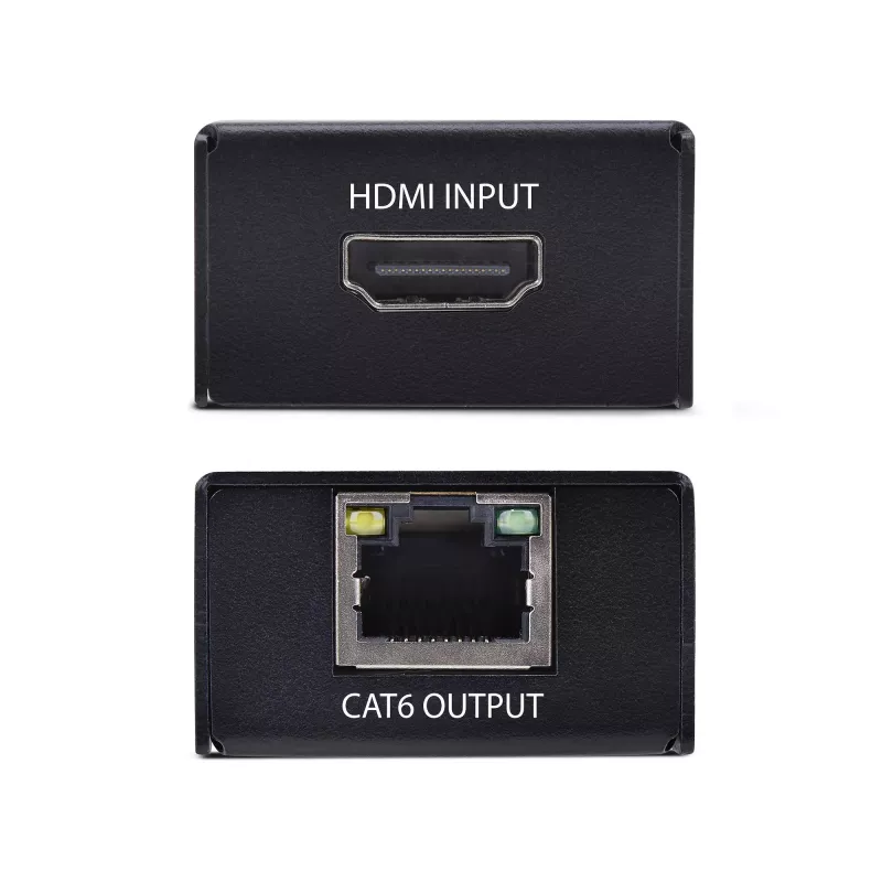 HDMI prailgintuvas per CAT5e/CAT6, 4K 60Hz, iki 60 m, siųstuvas ir imtuvas, maitinimas per kabelį, kompaktiškas