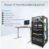 StarTech.com 4-Post 25U mobilus atviro rėmo serverio stovas, keturių stulpų 19 colių tinklo stovas su ratukais, reguliuojamo gylio ritininis stovas kompiuterinei/AV/duomenų/IT įrangai – ratukai, išlyginimo kojelės arba tvirtinimas prie grindų