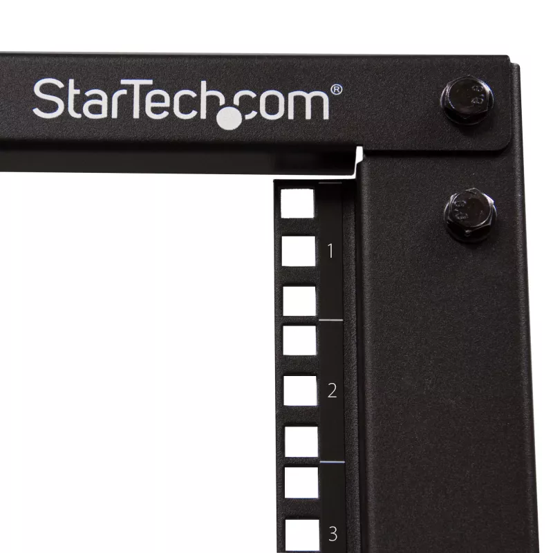 StarTech.com 8U mobilus atviras keturių stulpų serverio stovas, 19 colių tinklo stovas su ratukais, reguliuojamo gylio, skirtas IT/AV/duomenų įrangai