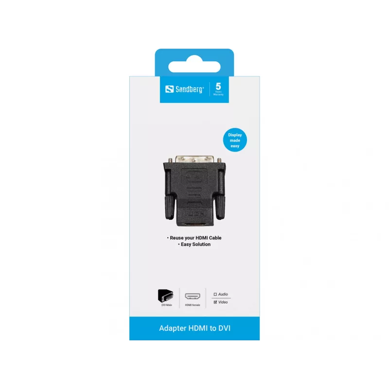Sandberg adapteris DVI-M – HDMI-F, juodas