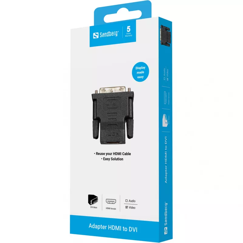 Sandberg adapteris DVI-M – HDMI-F, juodas