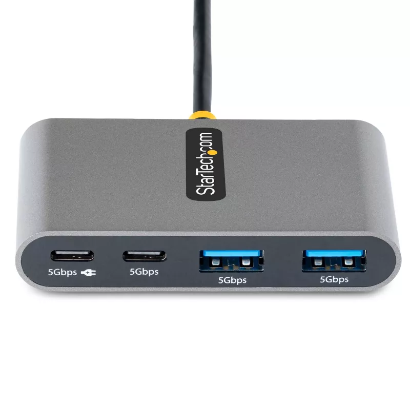 StarTech.com 4 prievadų USB-C centras su 100W maitinimo perdavimo funkcija - 2x USB-A + 2x USB-C - USB 3.0 5Gbps - 30 cm kabelis - nešiojamas USB Type-C į USB-A/C centras