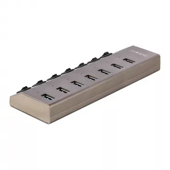 StarTech.com 7 prievadų USB-C mazgas su atskirais įjungimo/išjungimo jungikliais, USB 3.0 5Gbps, su maitinimo bloku