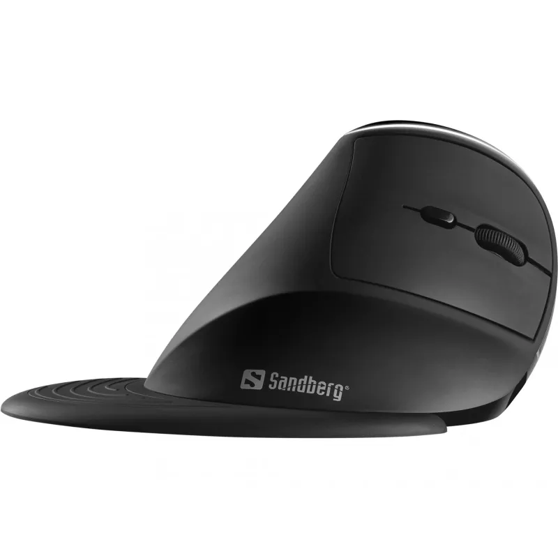 Sandberg Wireless Vertical Mouse Pro, dešinei rankai, vertikalus dizainas, optinis, RF belaidis, 1600 DPI, juoda