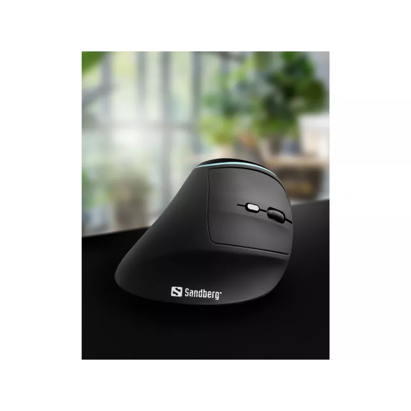 Sandberg Wireless Vertical Mouse Pro, dešinei rankai, vertikalus dizainas, optinis, RF belaidis, 1600 DPI, juoda