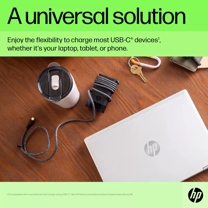 HP USB-C 65W nešiojamojo kompiuterio įkroviklis, vidaus, 90 V, 47-63 Hz, 65 W, 5-20 V