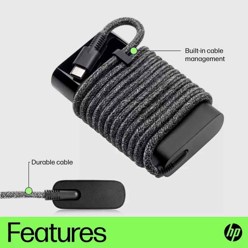 HP USB-C 65W nešiojamojo kompiuterio įkroviklis, vidaus, 90 V, 47-63 Hz, 65 W, 5-20 V