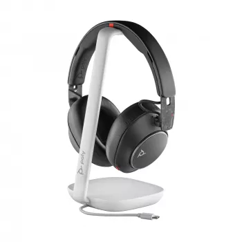 HP Poly Voyager Surround 85 UC ausinių rinkinys su USB-C laidu, USB-C/A adapteriu ir įkrovimo stovu